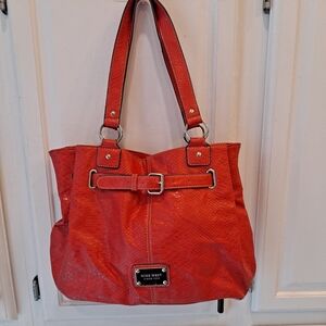 Nine West Coral Snake Embossed Faux Leather Shoulder Bag With Buckle Accents